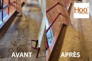 Nettoyage après inondations d'une salle de sport.